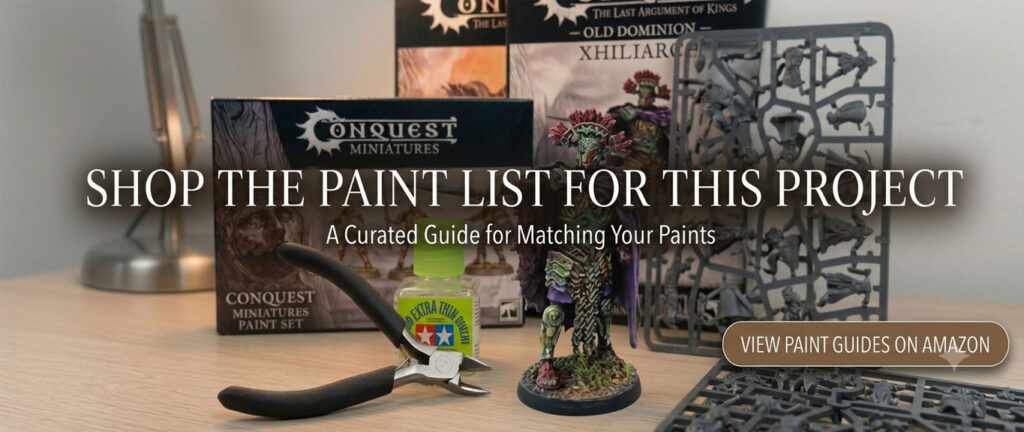 Citadel and hobby paints displayed for the project paint recipe and shopping list